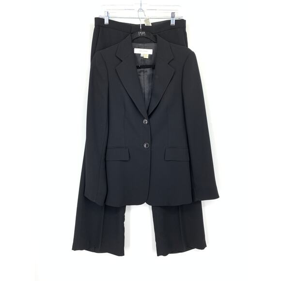 Zara Woman 2 Piece Suit Set Sz 6 Blazer Jacket + Straight Leg Trouser Pant Black - Picture 1 of 11